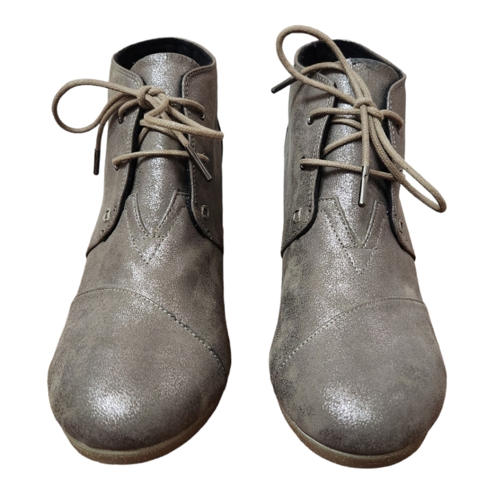 Toms Women's Desert Wedge Gray Metallic Bootie / Ankle Boot, size 11 NEW - Picture 5 of 12